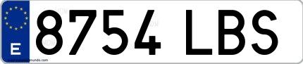 Ejemplo de matrícula española 8754 LBS