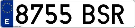 Ejemplo de matrícula española 8755 BSR