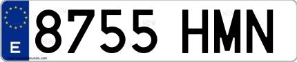 Ejemplo de matrícula española 8755 HMN