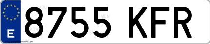 Ejemplo de matrícula española 8755 KFR