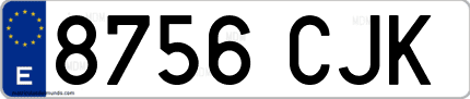 Ejemplo de matrícula de coche ordinaria 8756 CJK
