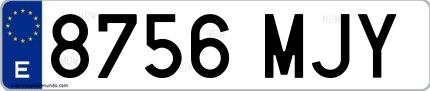 Ejemplo de matrícula española 8756 MJY
