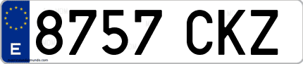 Ejemplo de matrícula de coche ordinaria 8757 CKZ