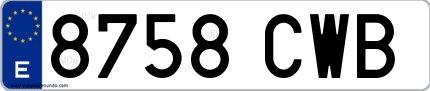 Ejemplo de matrícula española 8758 CWB