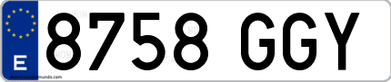 Ejemplo de matrícula de coche ordinaria 8758 GGY