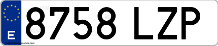 Ejemplo de matrícula de coche ordinaria 8758 LZP