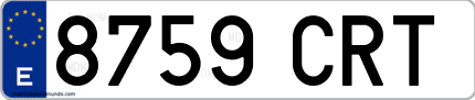 Ejemplo de matrícula de coche ordinaria 8759 CRT