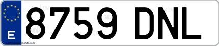 Ejemplo de matrícula española 8759 DNL