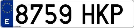 Ejemplo de matrícula española 8759 HKP