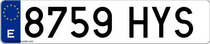 Ejemplo de matrícula española 8759 HYS