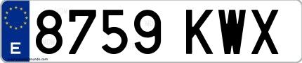 Ejemplo de matrícula española 8759 KWX