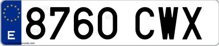 Ejemplo de matrícula española 8760 CWX
