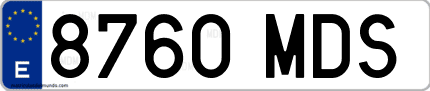 Ejemplo de matrícula de coche ordinaria 8760 MDS