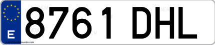 Ejemplo de matrícula de coche ordinaria 8761 DHL