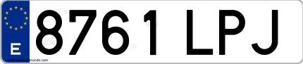Ejemplo de matrícula española 8761 LPJ