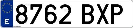 Ejemplo de matrícula española 8762 BXP