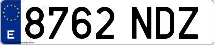 Ejemplo de matrícula española 8762 NDZ
