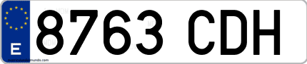 Ejemplo de matrícula de coche ordinaria 8763 CDH