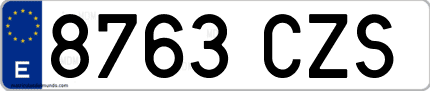 Ejemplo de matrícula de coche ordinaria 8763 CZS