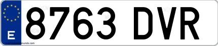 Ejemplo de matrícula española 8763 DVR