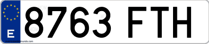 Ejemplo de matrícula de coche ordinaria 8763 FTH