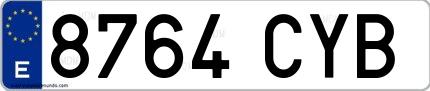 Ejemplo de matrícula española 8764 CYB