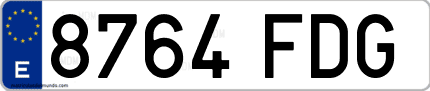 Ejemplo de matrícula de coche ordinaria 8764 FDG