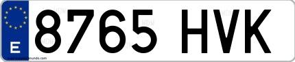Ejemplo de matrícula española 8765 HVK