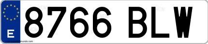 Ejemplo de matrícula española 8766 BLW