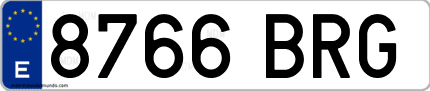 Ejemplo de matrícula de coche ordinaria 8766 BRG