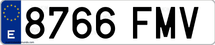Ejemplo de matrícula de coche ordinaria 8766 FMV