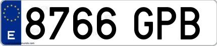 Ejemplo de matrícula española 8766 GPB