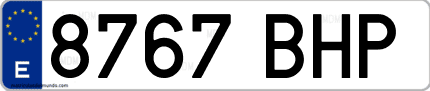 Ejemplo de matrícula de coche ordinaria 8767 BHP