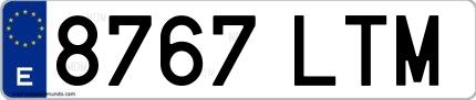 Ejemplo de matrícula española 8767 LTM