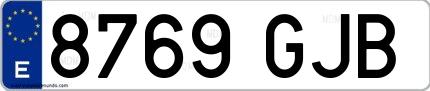 Ejemplo de matrícula española 8769 GJB