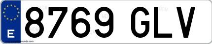 Ejemplo de matrícula española 8769 GLV