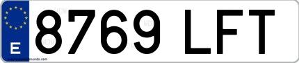Ejemplo de matrícula española 8769 LFT