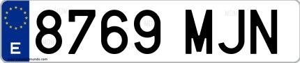 Ejemplo de matrícula española 8769 MJN