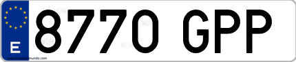 Ejemplo de matrícula de coche ordinaria 8770 GPP
