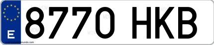 Ejemplo de matrícula española 8770 HKB