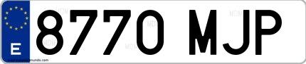 Ejemplo de matrícula española 8770 MJP