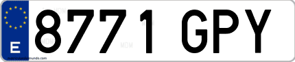 Ejemplo de matrícula de coche ordinaria 8771 GPY