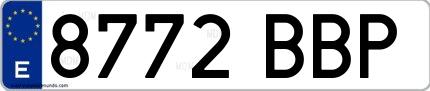 Ejemplo de matrícula española 8772 BBP