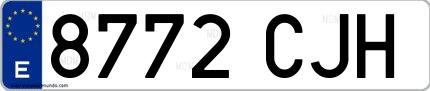 Ejemplo de matrícula española 8772 CJH