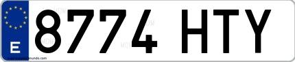 Ejemplo de matrícula española 8774 HTY