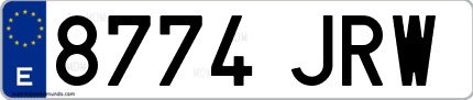 Ejemplo de matrícula de coche ordinaria 8774 JRW