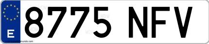 Ejemplo de matrícula española 8775 NFV