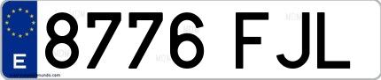 Ejemplo de matrícula española 8776 FJL