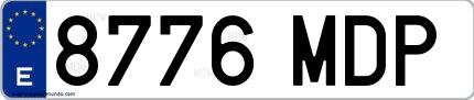 Ejemplo de matrícula española 8776 MDP