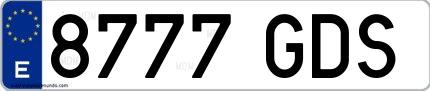 Ejemplo de matrícula española 8777 GDS